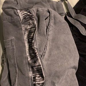 Grey joggers that say "limited edition"